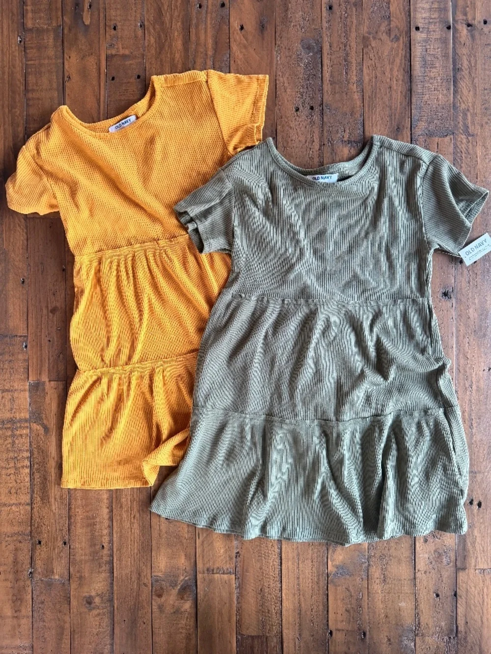 Old Navy Girls Ribbed Dress Bundle Mustard Green Size M 8